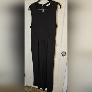 Beacon Black Ribbed Wide Leg Jumpsuit